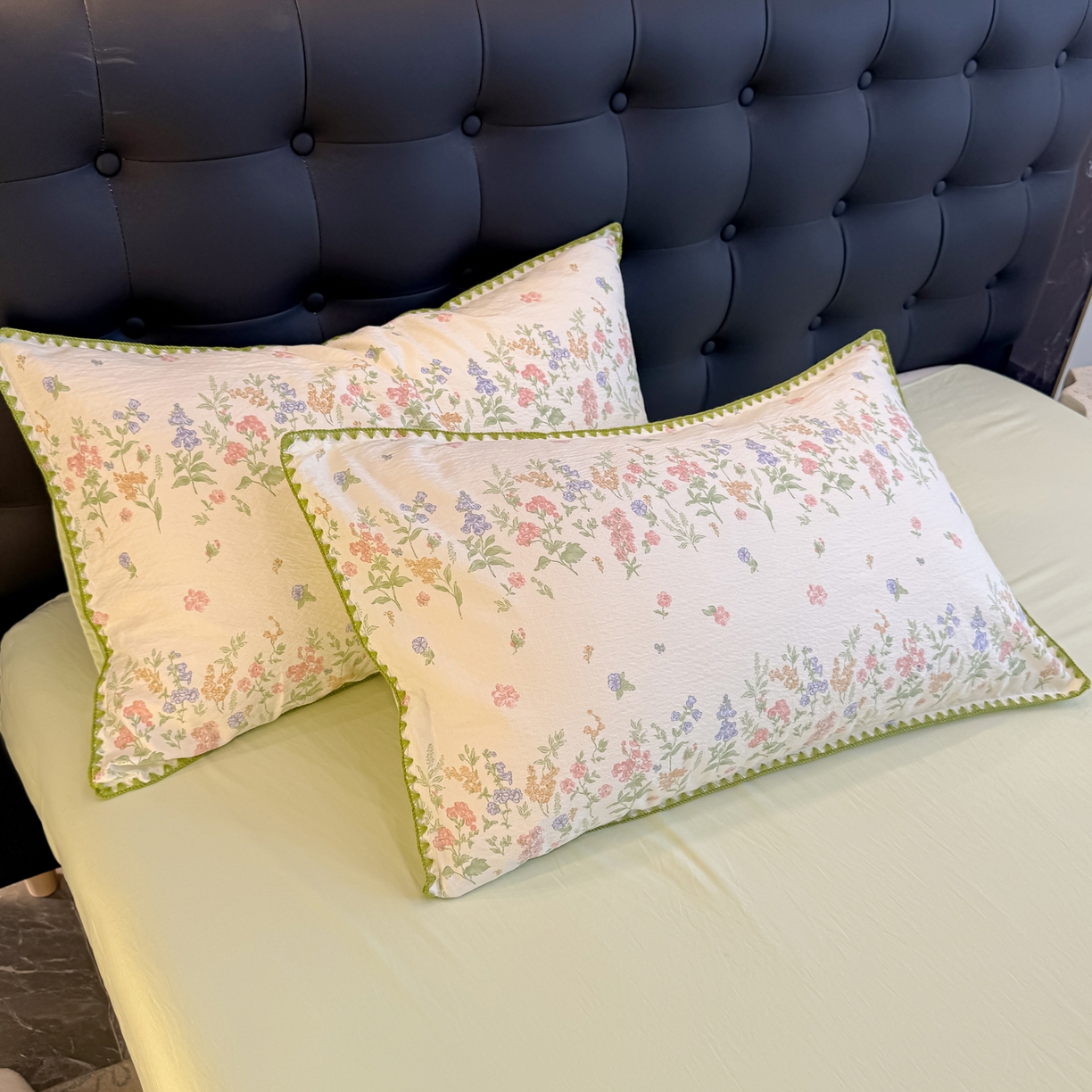 91家纺网 家纺一手货源 找家纺 盼季家纺 2026新款水洗棉印花贝壳绣四件套 贝壳绣-清新物语