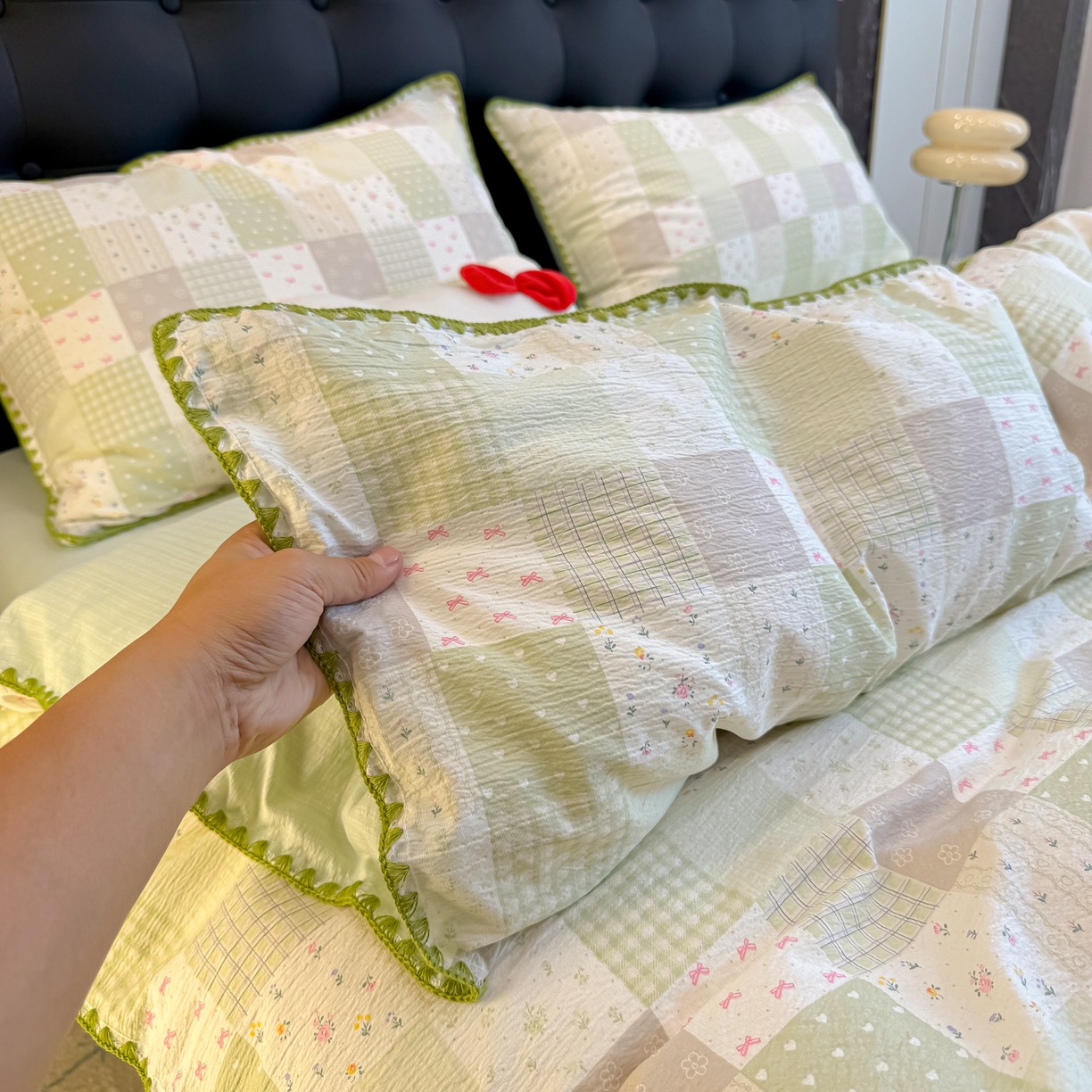 91家纺网 家纺一手货源 找家纺 盼季家纺 2026新款水洗棉印花贝壳绣四件套 贝壳绣-春日假期