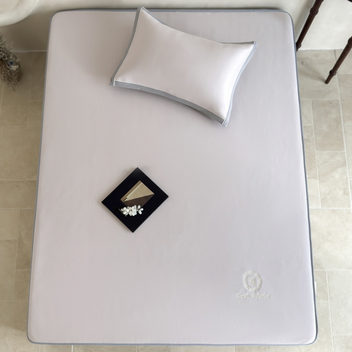 91家纺网 家纺一手货源 找家纺 席佬大 2026新款cool凉感PE肌理纹莫奈冰丝抗菌凉席席子系列 浅紫-床笠款