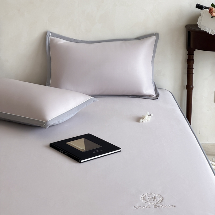 91家纺网 家纺一手货源 找家纺 席佬大 2026新款cool凉感PE肌理纹莫奈冰丝抗菌凉席席子系列 浅紫-床笠款