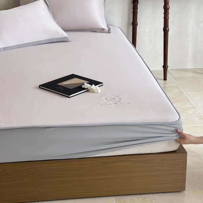 91家纺网 家纺一手货源 找家纺 席佬大 2026新款cool凉感PE肌理纹莫奈冰丝抗菌凉席席子系列 浅紫-床笠款