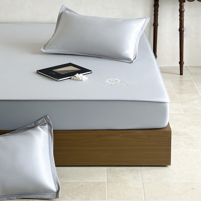 91家纺网 家纺一手货源 找家纺 席佬大 2026新款cool凉感PE肌理纹莫奈冰丝抗菌凉席席子系列 云灰-床笠款