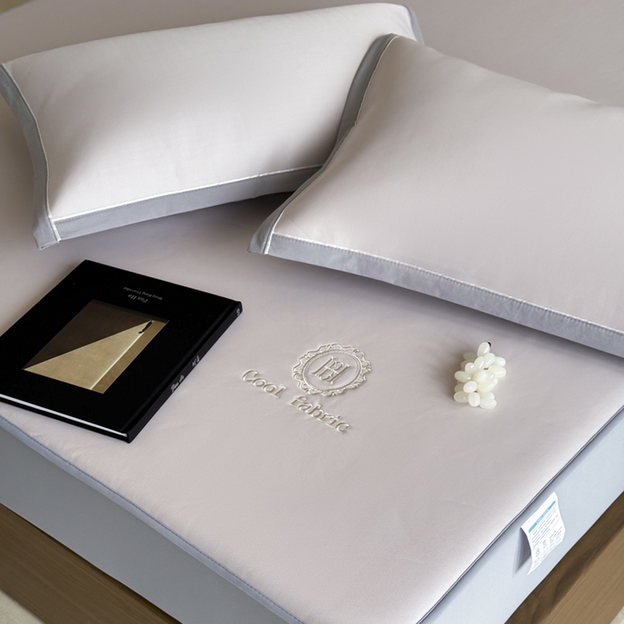 91家纺网 家纺一手货源 找家纺 席佬大 2026新款cool凉感PE肌理纹莫奈冰丝抗菌凉席席子系列 浅紫-床笠款