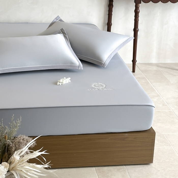 91家纺网 家纺一手货源 找家纺 席佬大 2026新款cool凉感PE肌理纹莫奈冰丝抗菌凉席席子系列 云灰-床笠款