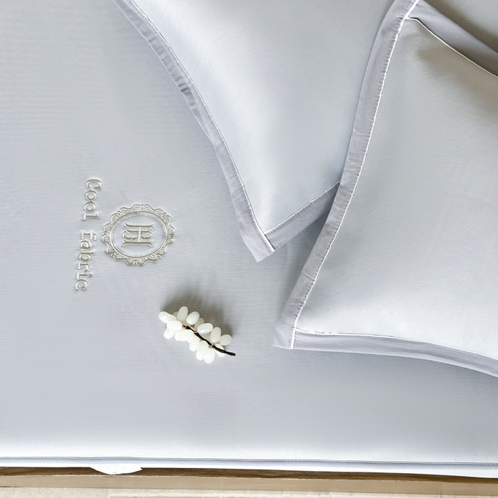 91家纺网 家纺一手货源 找家纺 席佬大 2026新款cool凉感PE肌理纹莫奈冰丝抗菌凉席席子系列 云灰-床笠款