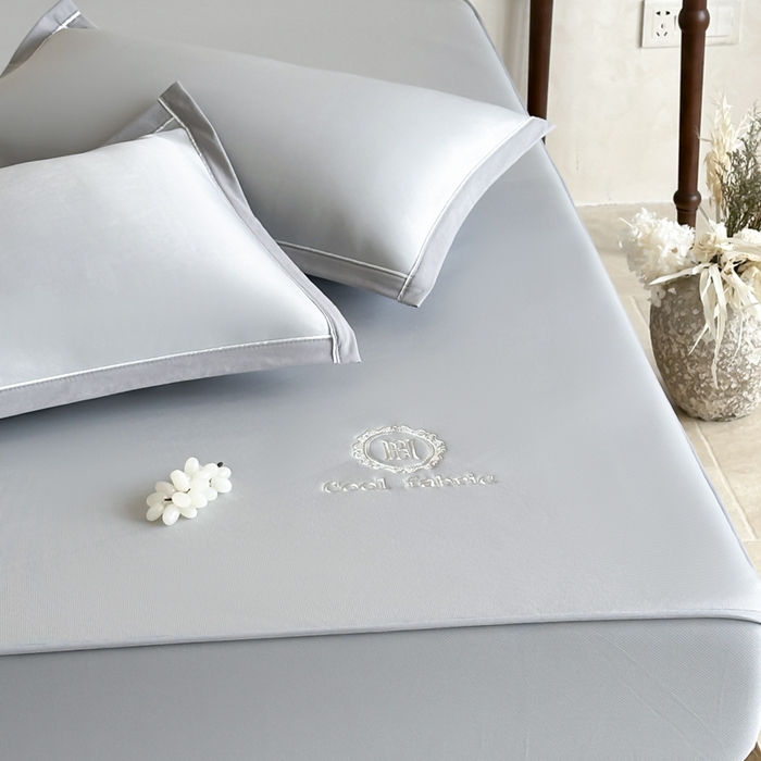 91家纺网 家纺一手货源 找家纺 席佬大 2026新款cool凉感PE肌理纹莫奈冰丝抗菌凉席席子系列 云灰-床笠款