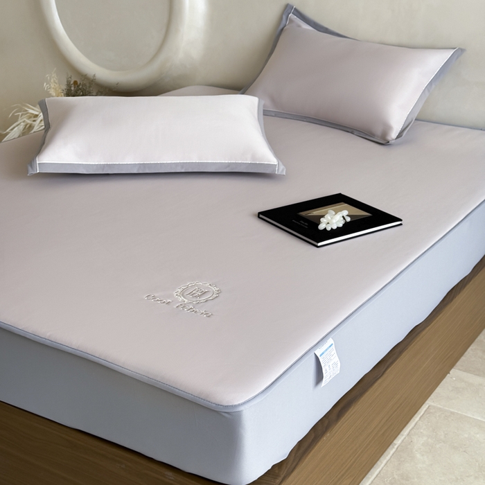 91家纺网 家纺一手货源 找家纺 席佬大 2026新款cool凉感PE肌理纹莫奈冰丝抗菌凉席席子系列 浅紫-床笠款