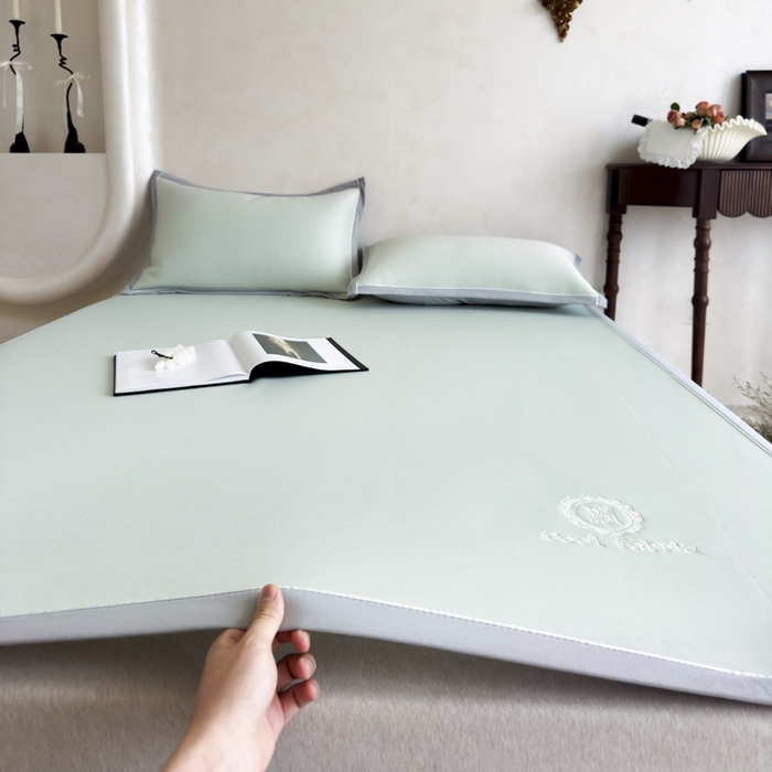 席佬大 2026新款cool凉感PE肌理纹莫奈冰丝抗菌凉席席子系列 豆绿-平席款