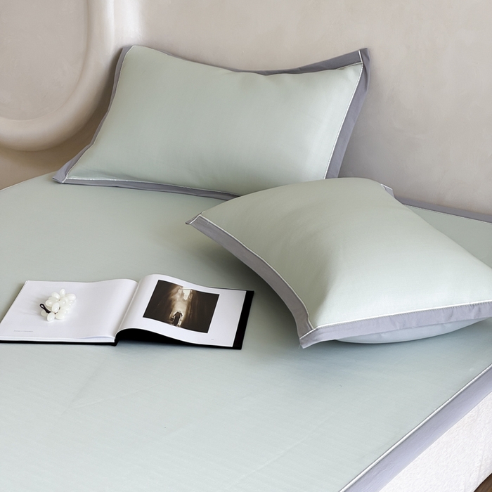 91家纺网 家纺一手货源 找家纺 席佬大 2026新款cool凉感PE肌理纹莫奈冰丝抗菌凉席席子系列 豆绿-平席款