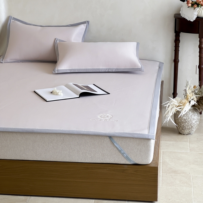 91家纺网 家纺一手货源 找家纺 席佬大 2026新款cool凉感PE肌理纹莫奈冰丝抗菌凉席席子系列 浅紫-平席款