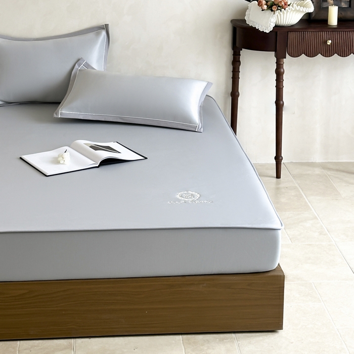 91家纺网 家纺一手货源 找家纺 席佬大 2026新款cool凉感PE肌理纹莫奈冰丝抗菌凉席席子系列 云灰-床笠款