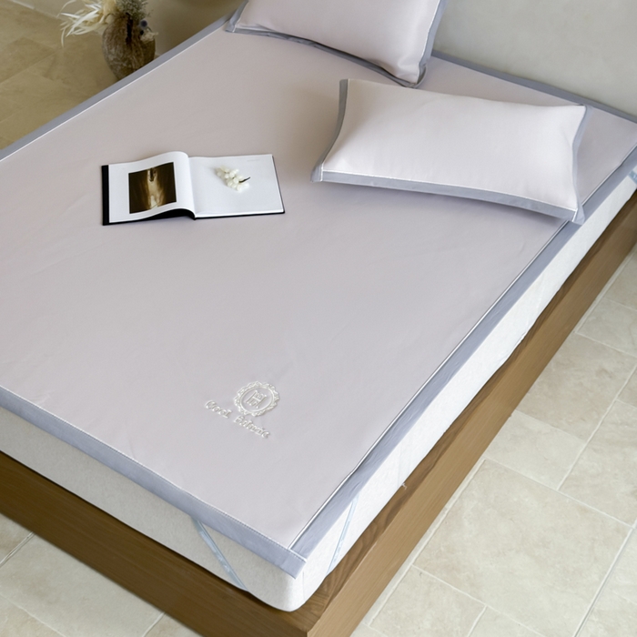 91家纺网 家纺一手货源 找家纺 席佬大 2026新款cool凉感PE肌理纹莫奈冰丝抗菌凉席席子系列 浅紫-平席款