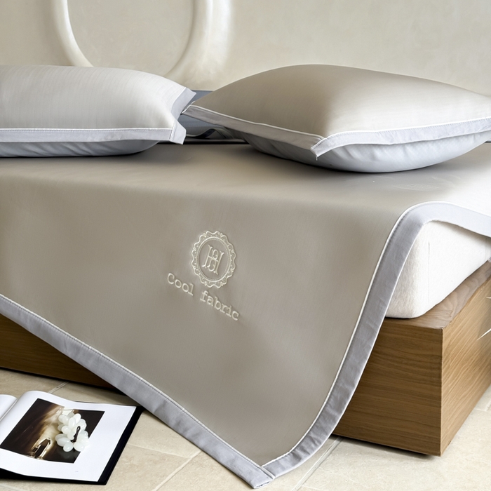 91家纺网 家纺一手货源 找家纺 席佬大 2026新款cool凉感PE肌理纹莫奈冰丝抗菌凉席席子系列 香槟金-平席款