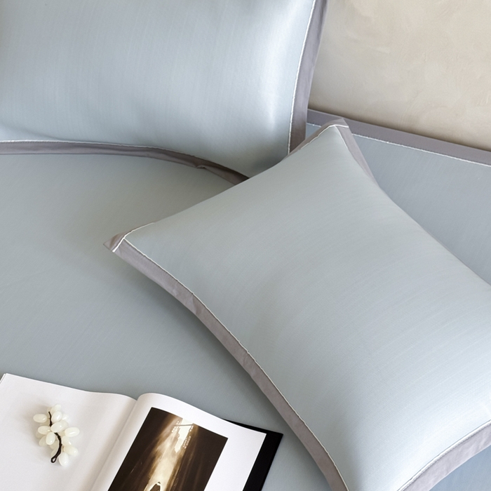 91家纺网 家纺一手货源 找家纺 席佬大 2026新款cool凉感PE肌理纹莫奈冰丝抗菌凉席席子系列 雾蓝-平席款