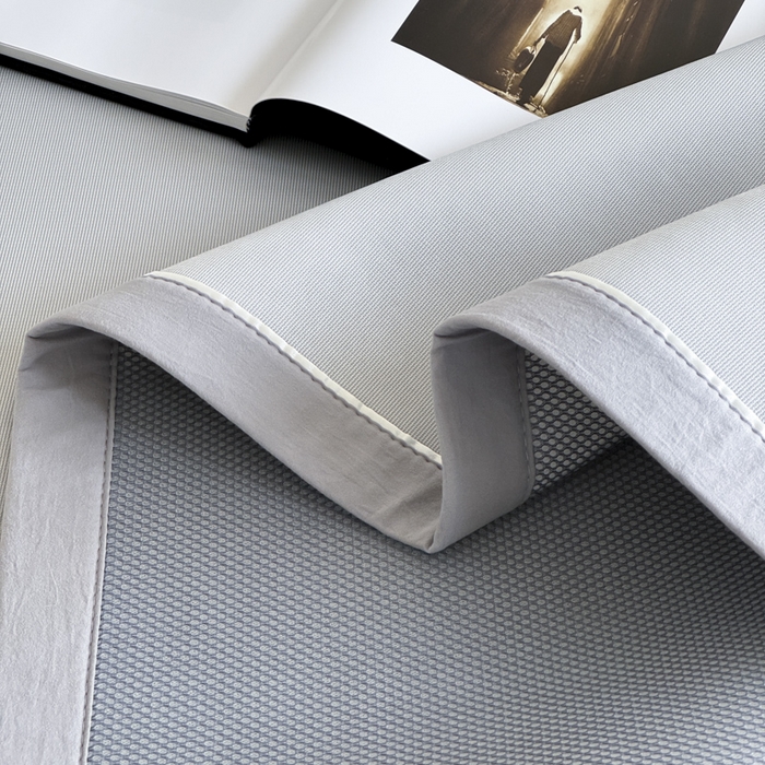 91家纺网 家纺一手货源 找家纺 席佬大 2026新款cool凉感PE肌理纹莫奈冰丝抗菌凉席席子系列 云灰-平席款