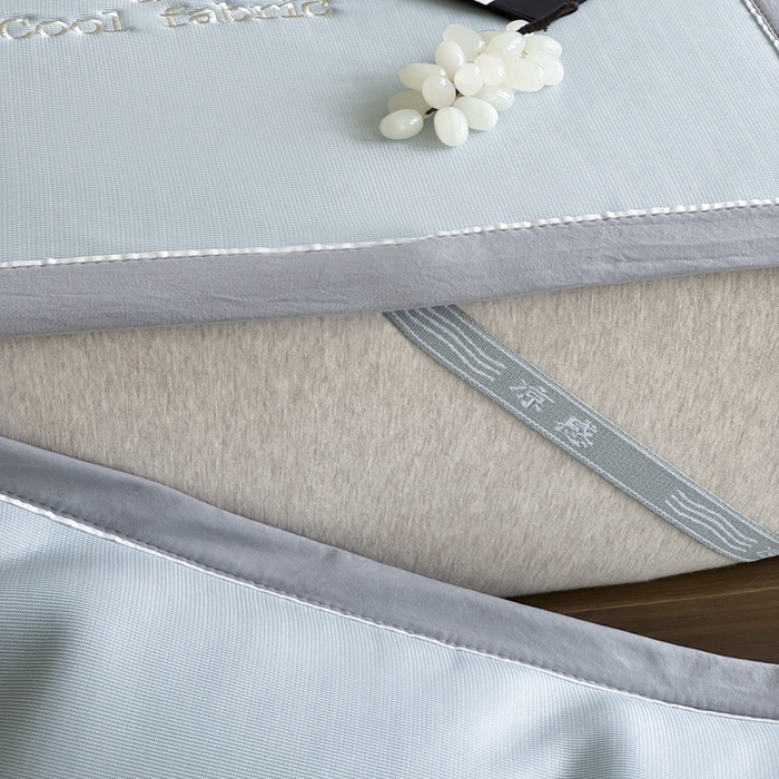 91家纺网 家纺一手货源 找家纺 席佬大 2026新款cool凉感PE肌理纹莫奈冰丝抗菌凉席席子系列 雾蓝-平席款