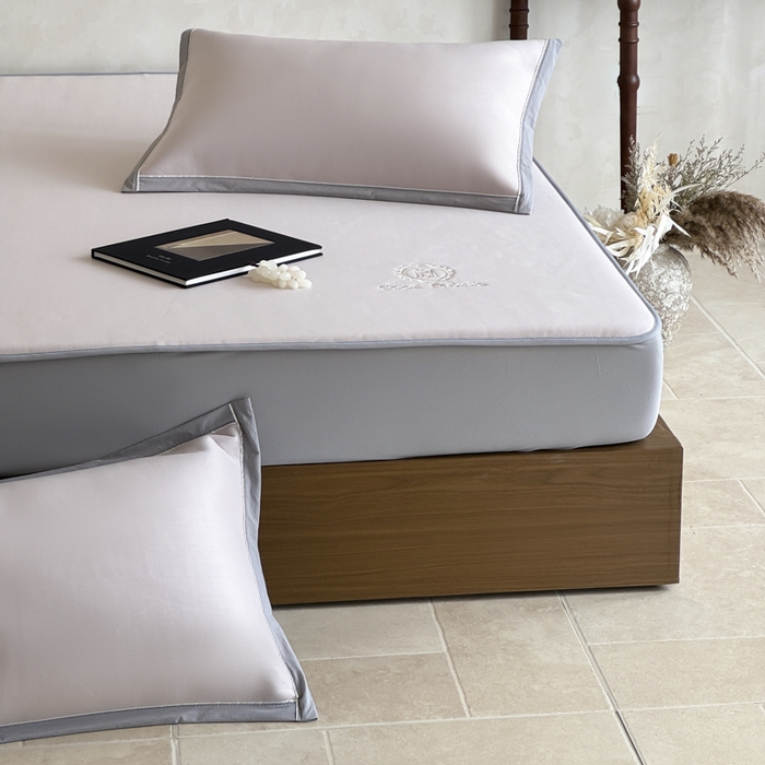 91家纺网 家纺一手货源 找家纺 席佬大 2026新款cool凉感PE肌理纹莫奈冰丝抗菌凉席席子系列 浅紫-床笠款