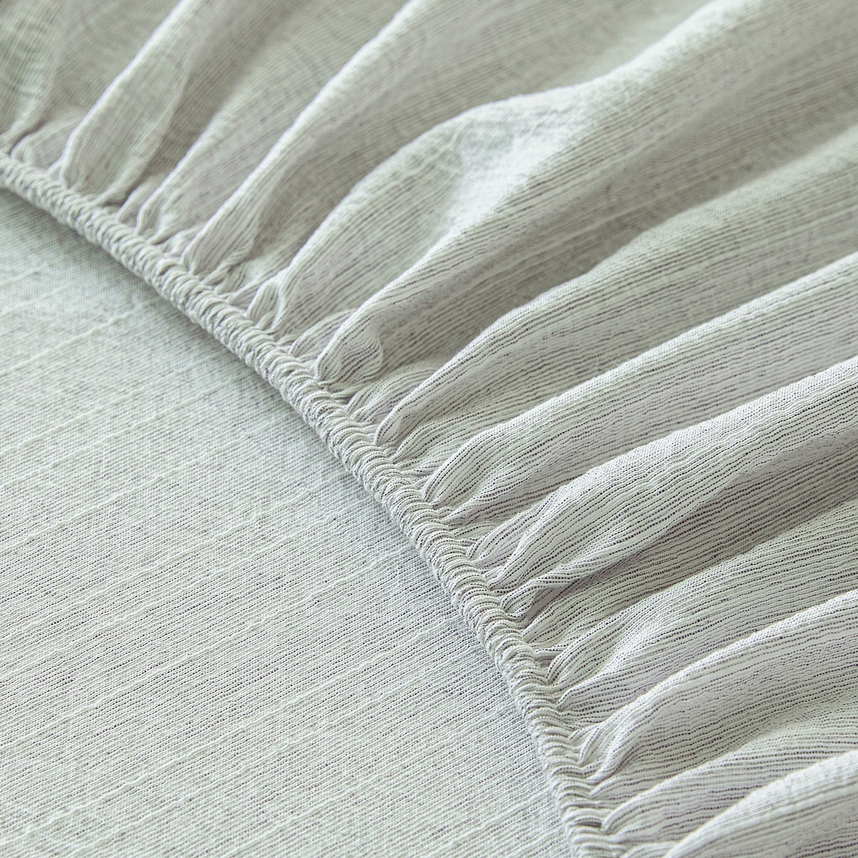 91家纺网 家纺一手货源 找家纺 蓝极人 2026新款提花色织水洗麻床笠 CL抹茶绿