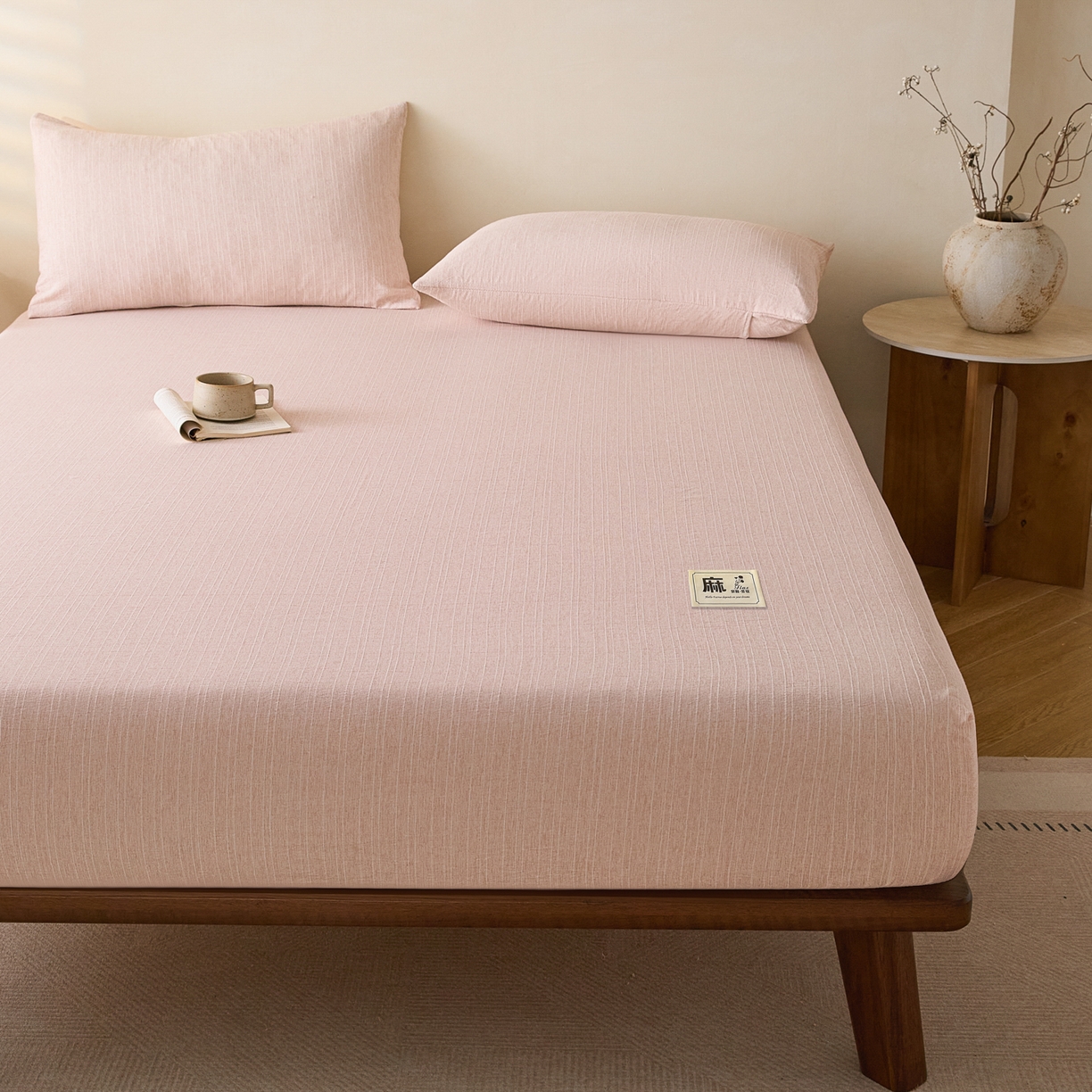 91家纺网 家纺一手货源 找家纺 蓝极人 2026新款提花色织水洗麻床笠 CL晨曦黄