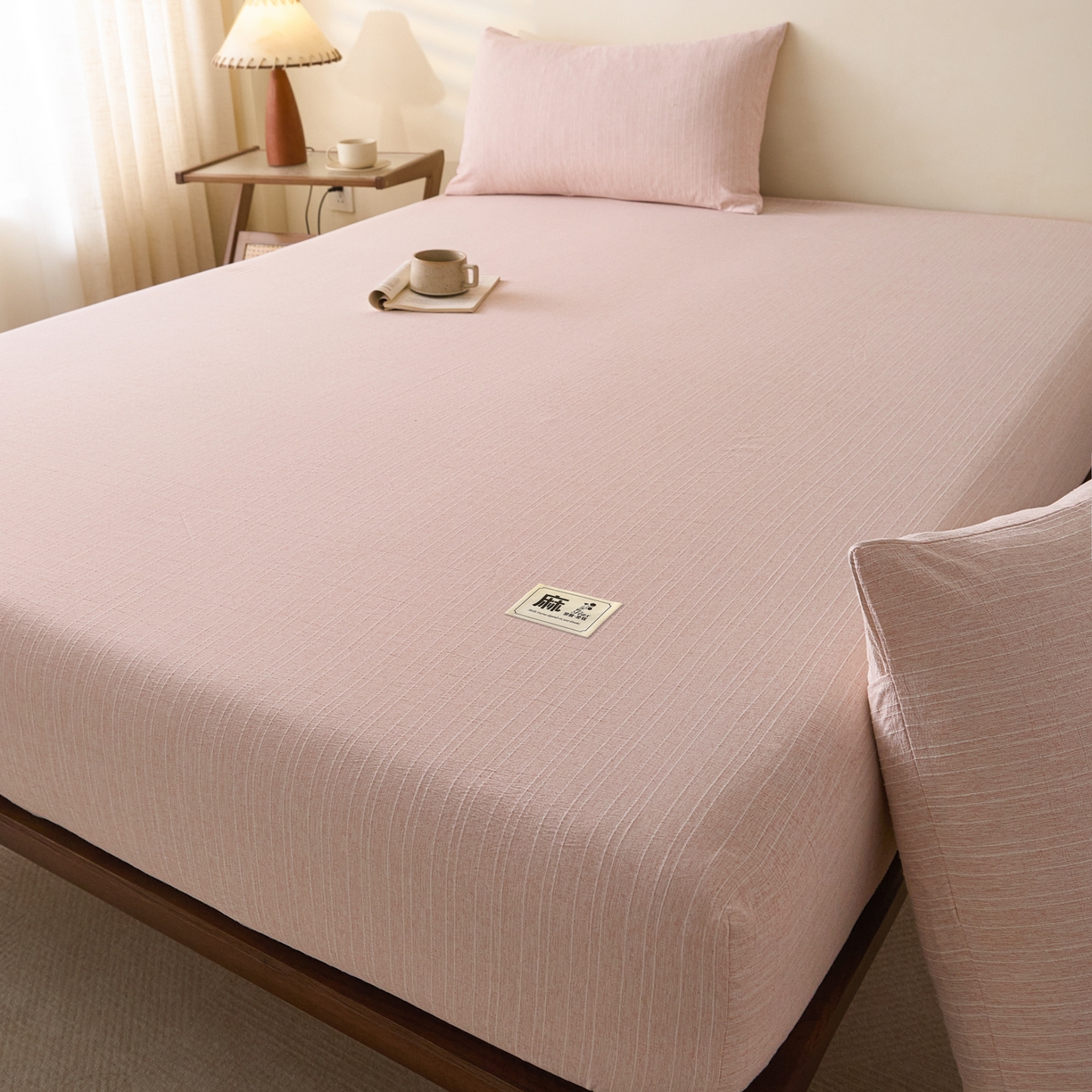 91家纺网 家纺一手货源 找家纺 蓝极人 2026新款提花色织水洗麻床笠 CL晨曦黄