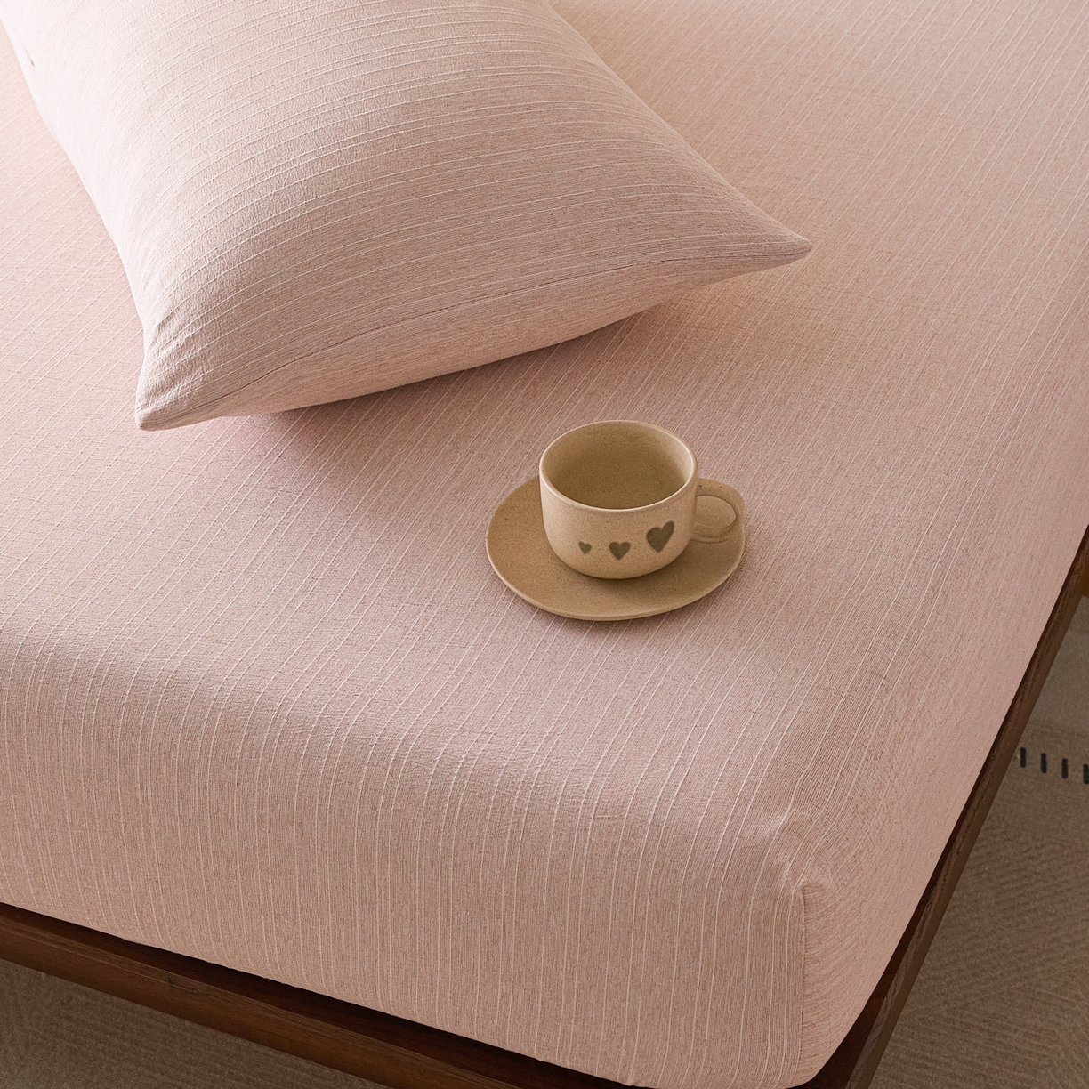 91家纺网 家纺一手货源 找家纺 蓝极人 2026新款提花色织水洗麻床笠 CL晨曦黄