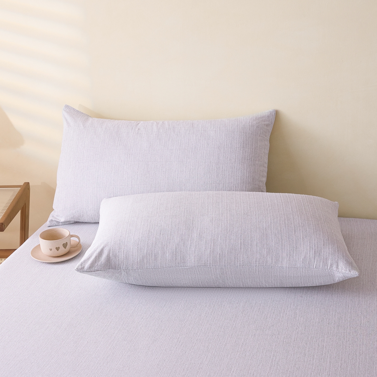 91家纺网 家纺一手货源 找家纺 蓝极人 2026新款提花色织水洗麻床笠 CL葡萄青