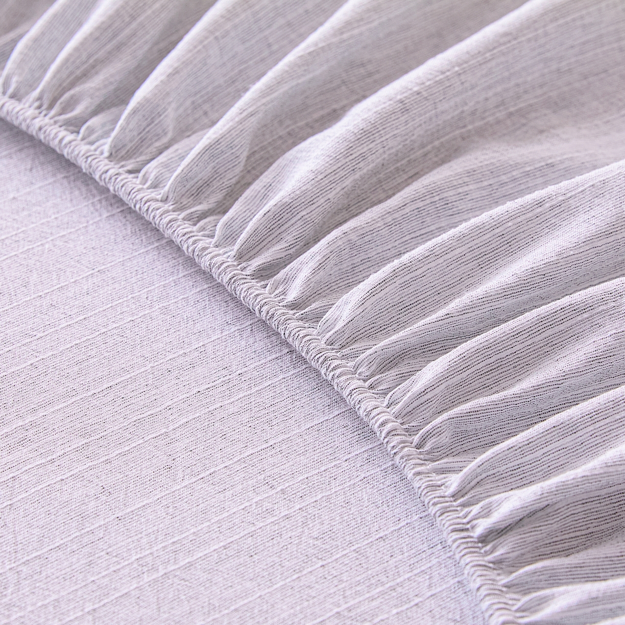 91家纺网 家纺一手货源 找家纺 蓝极人 2026新款提花色织水洗麻床笠 CL葡萄青