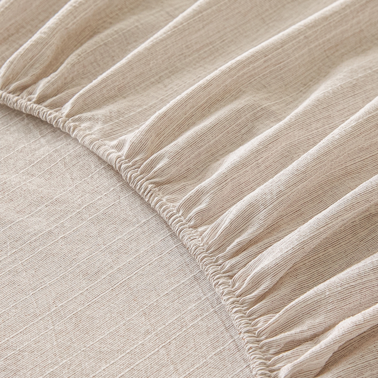 91家纺网 家纺一手货源 找家纺 蓝极人 2026新款提花色织水洗麻床笠 CL烟灰