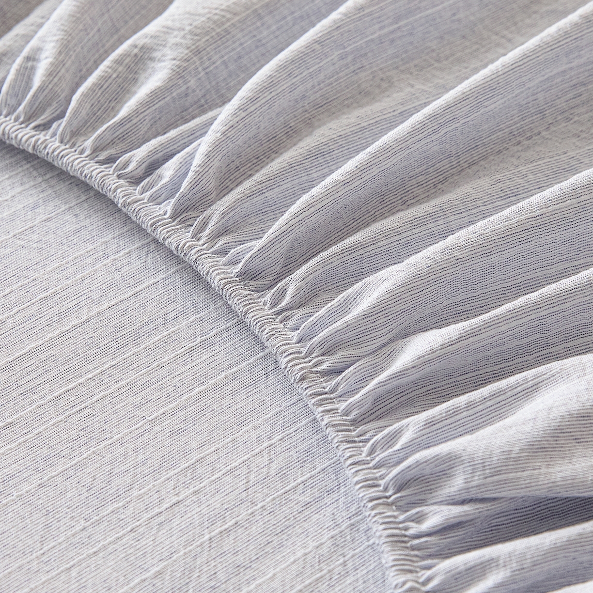 91家纺网 家纺一手货源 找家纺 蓝极人 2026新款提花色织水洗麻床笠 LC牛仔蓝