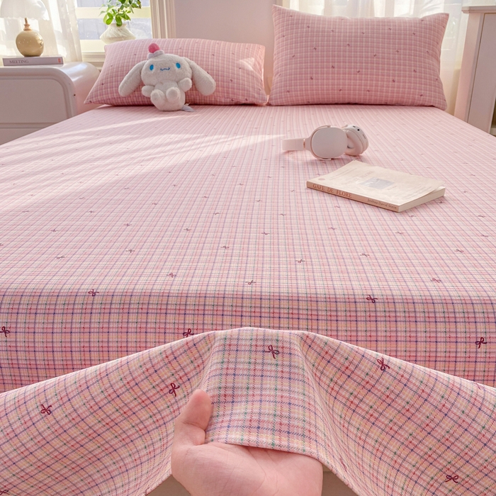 91家纺网 家纺一手货源 找家纺 漫仙阁家纺 2026新款老粗布床单系列 蝴蝶结