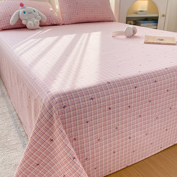 91家纺网 家纺一手货源 找家纺 漫仙阁家纺 2026新款老粗布床单系列 蝴蝶结