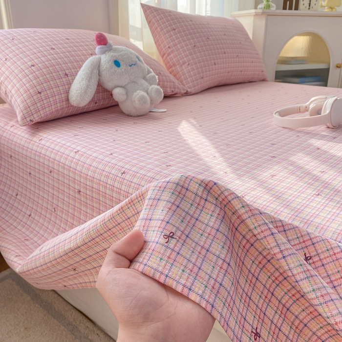 91家纺网 家纺一手货源 找家纺 漫仙阁家纺 2026新款老粗布床单系列 蝴蝶结