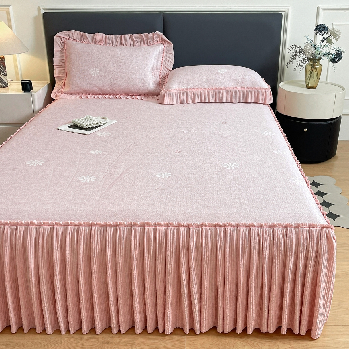 91家纺网 家纺一手货源 找家纺 （总）绒艺席业 2026年新款立体浮雕工艺正宗凉感豆豆席凉席席子-床裙款