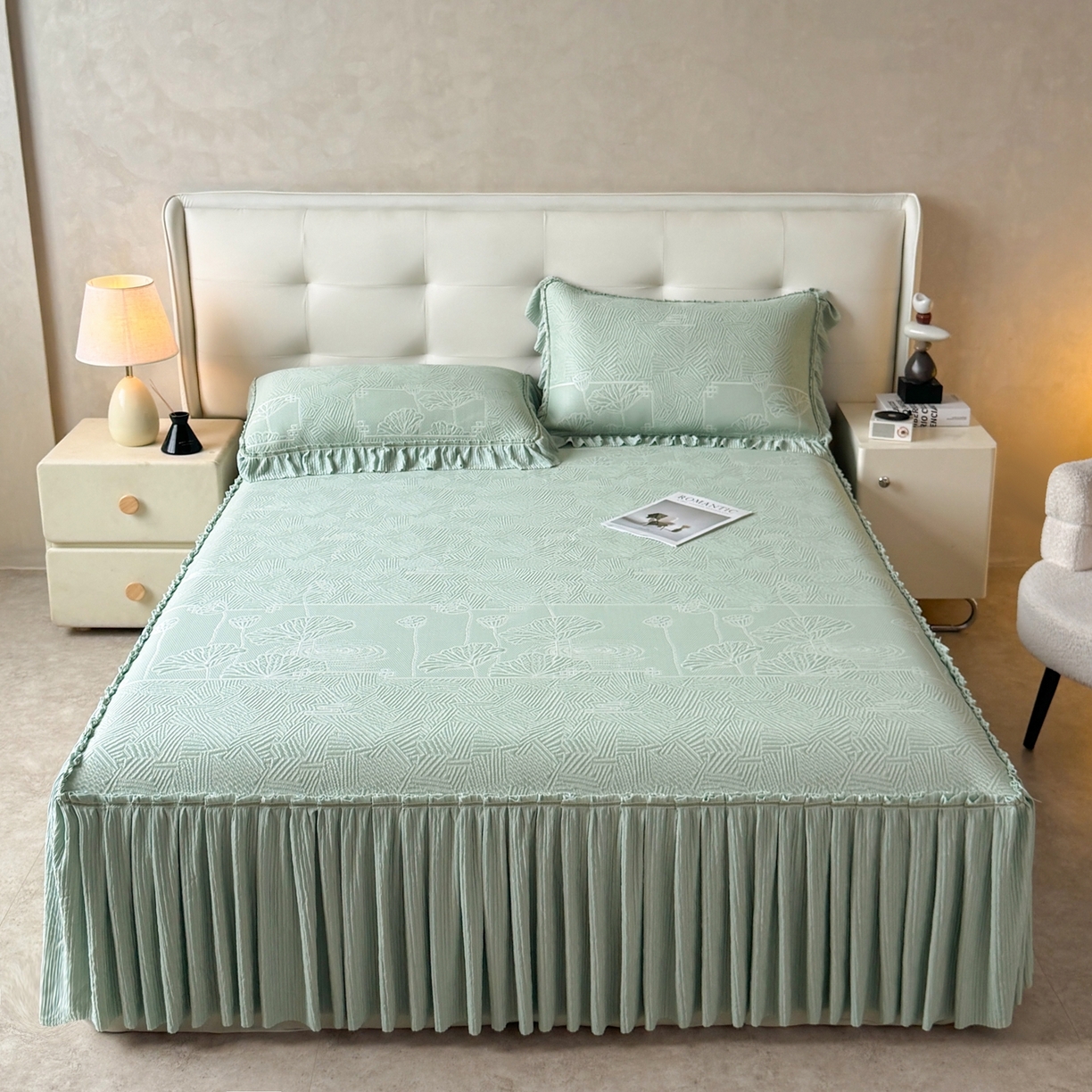 91家纺网 家纺一手货源 找家纺 （总）绒艺席业 2026年新款立体浮雕工艺正宗凉感豆豆席凉席席子-床裙款