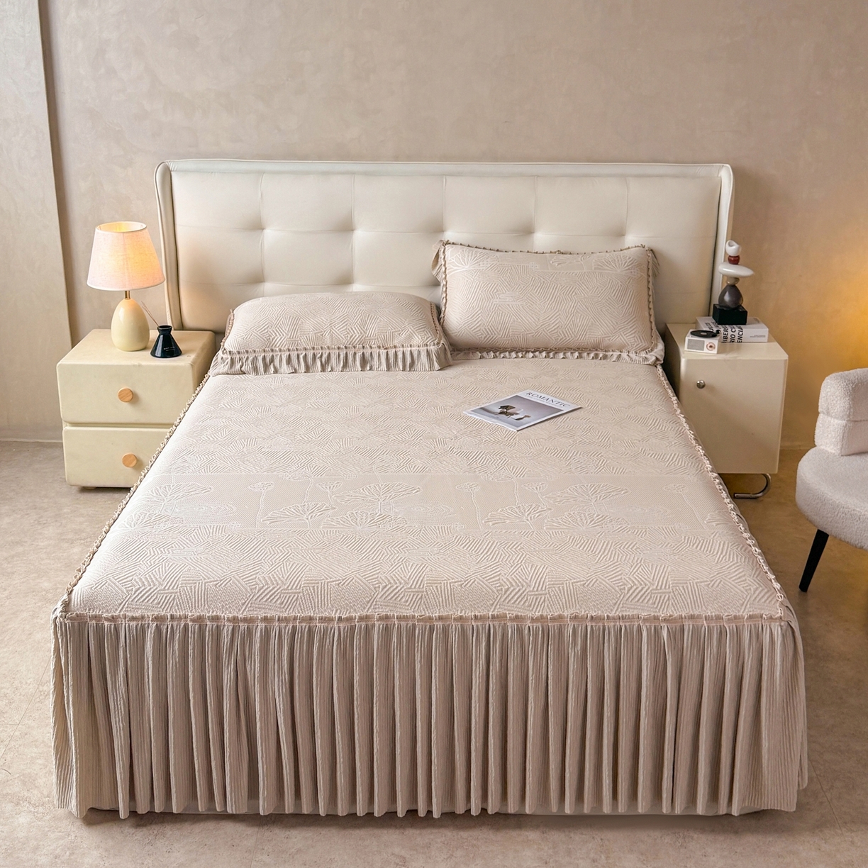 91家纺网 家纺一手货源 找家纺 （总）绒艺席业 2026年新款立体浮雕工艺正宗凉感豆豆席凉席席子-床裙款