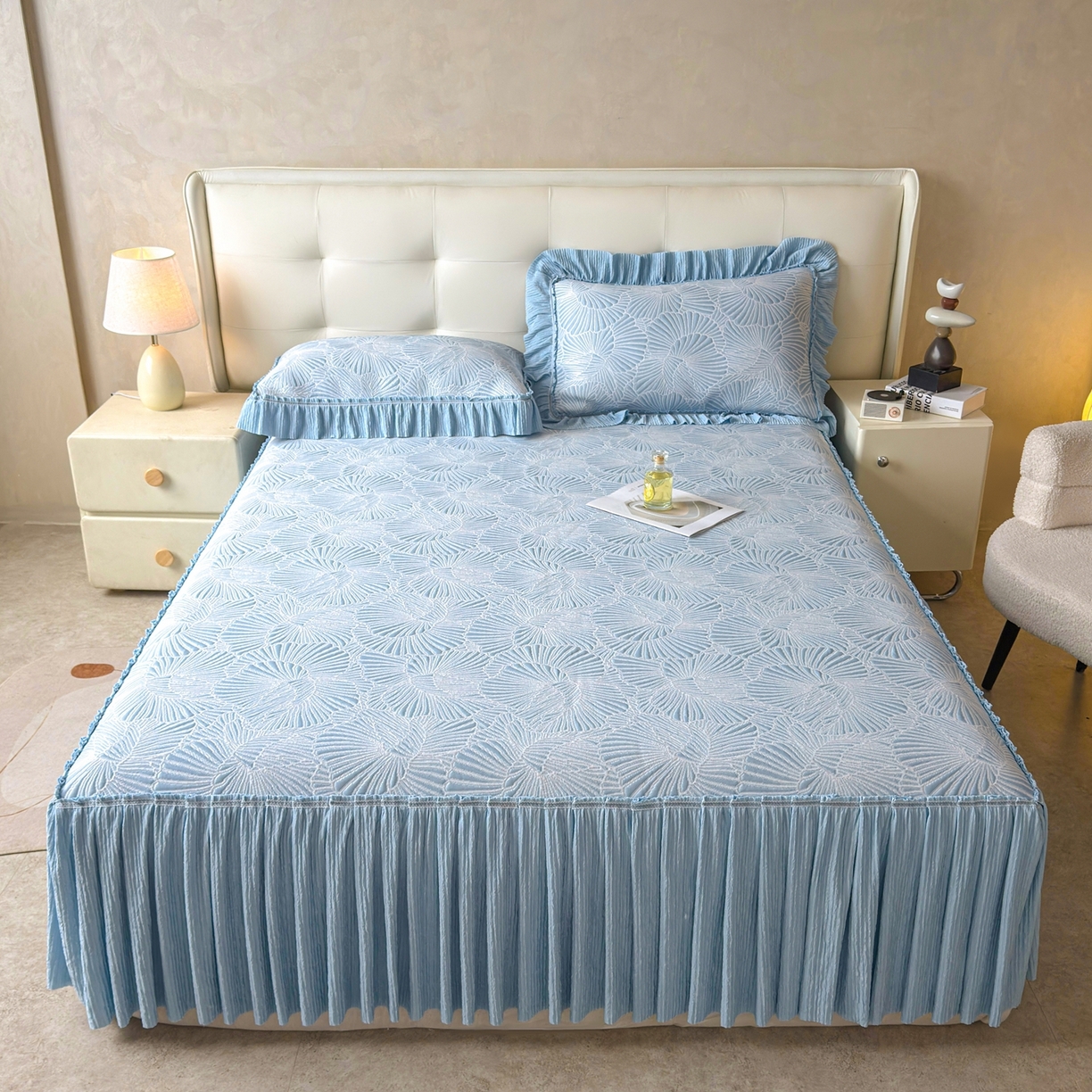 91家纺网 家纺一手货源 找家纺 （总）绒艺席业 2026年新款立体浮雕工艺正宗凉感豆豆席凉席席子-床裙款