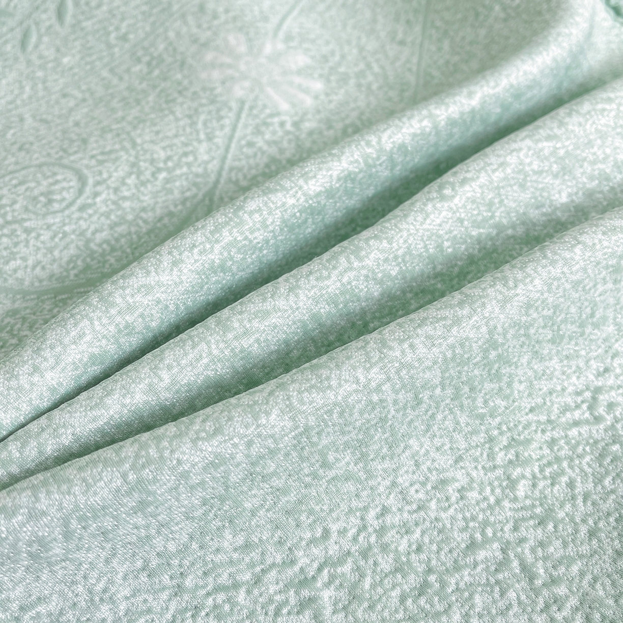 91家纺网 家纺一手货源 找家纺 绒艺席业 2026年新款立体浮雕工艺正宗凉感豆豆席凉席席子-床裙款 豆豆彩蝶-绿色