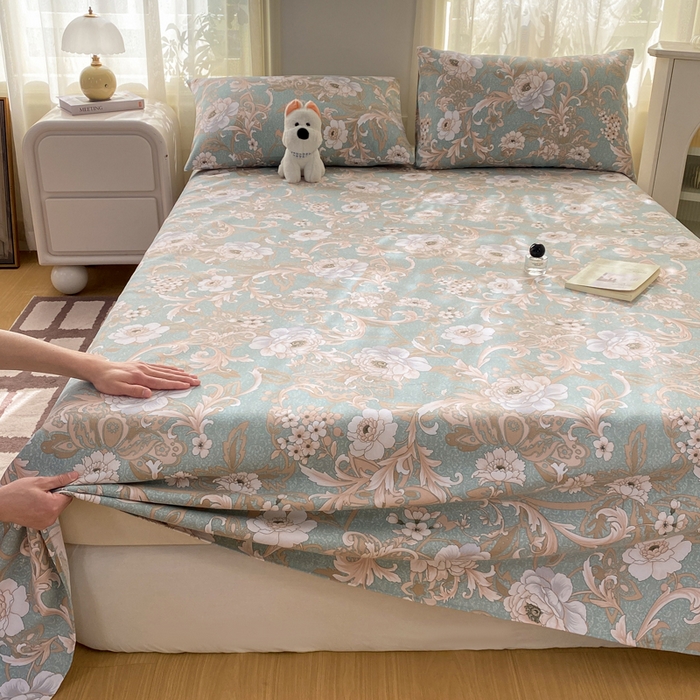 91家纺网 家纺一手货源 找家纺 漫仙阁家纺 2026新款老粗布床单系列 花开富贵