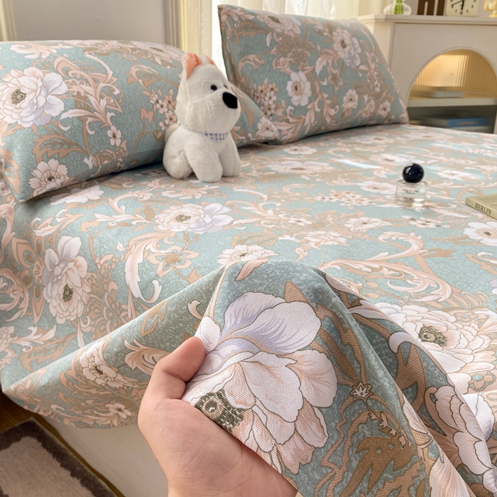 91家纺网 家纺一手货源 找家纺 漫仙阁家纺 2026新款老粗布床单系列 花开富贵