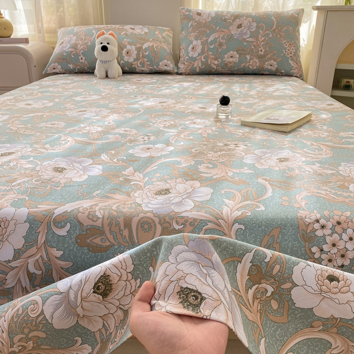 91家纺网 家纺一手货源 找家纺 漫仙阁家纺 2026新款老粗布床单系列 花开富贵