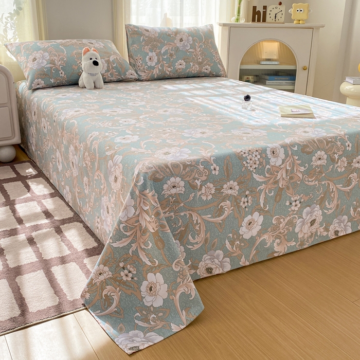 91家纺网 家纺一手货源 找家纺 漫仙阁家纺 2026新款老粗布床单系列 花开富贵