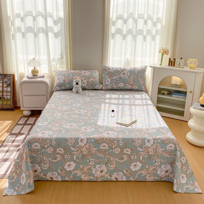 91家纺网 家纺一手货源 找家纺 漫仙阁家纺 2026新款老粗布床单系列 花开富贵