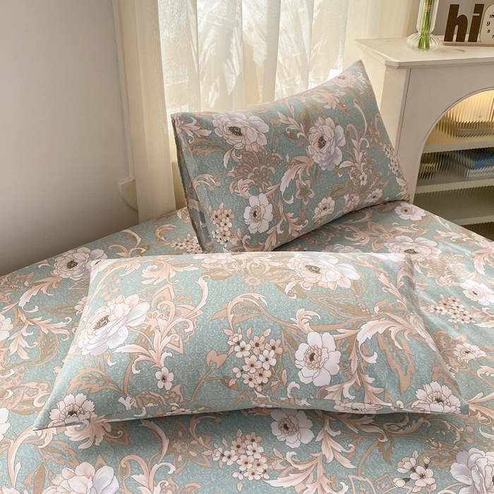 91家纺网 家纺一手货源 找家纺 漫仙阁家纺 2026新款老粗布床单系列 花开富贵