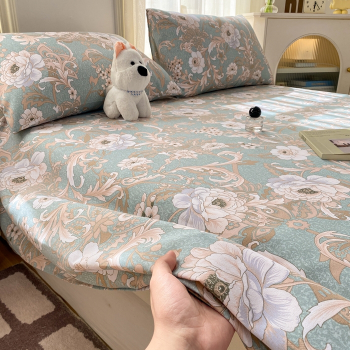 91家纺网 家纺一手货源 找家纺 漫仙阁家纺 2026新款老粗布床单系列 花开富贵