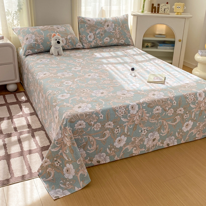 91家纺网 家纺一手货源 找家纺 漫仙阁家纺 2026新款老粗布床单系列 花开富贵