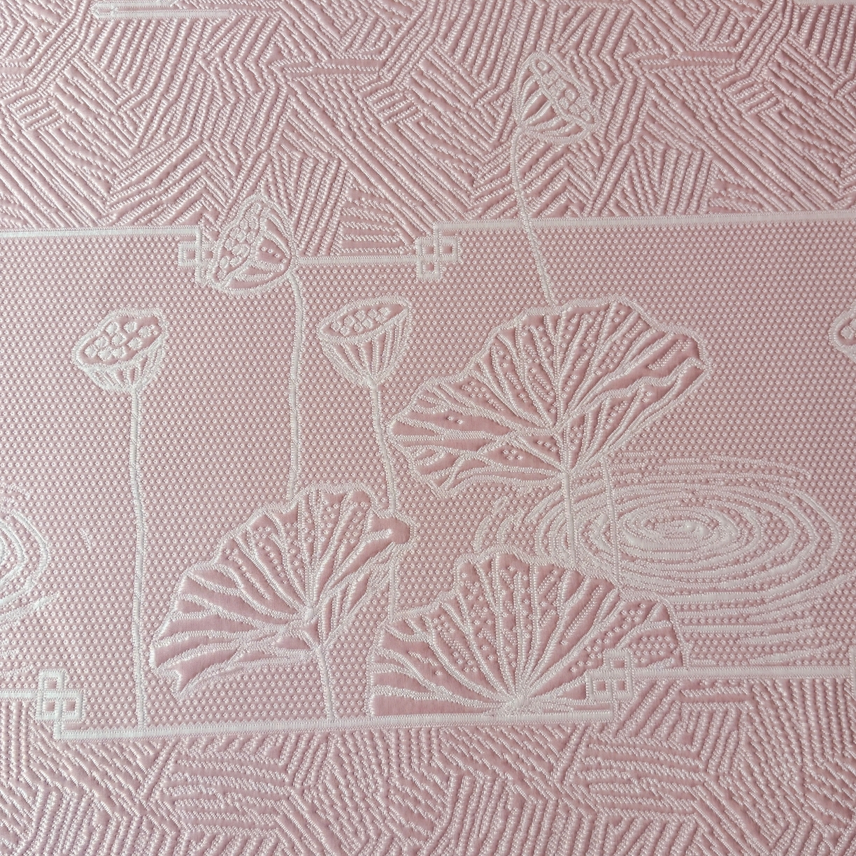 91家纺网 家纺一手货源 找家纺 绒艺席业 2026年新款立体浮雕工艺正宗凉感豆豆席凉席席子-床裙款 豆豆荷塘月色-粉色