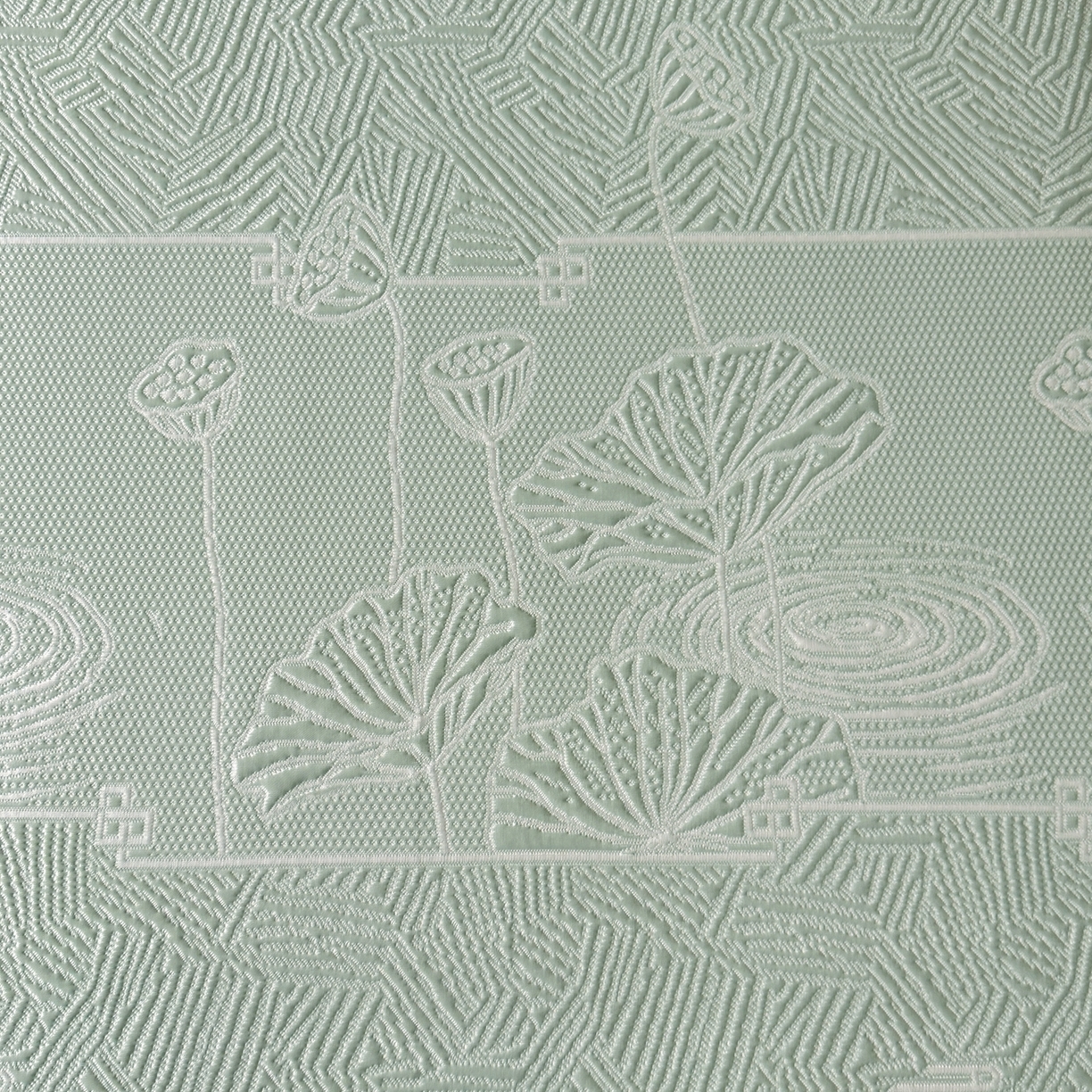 91家纺网 家纺一手货源 找家纺 绒艺席业 2026年新款立体浮雕工艺正宗凉感豆豆席凉席席子-床裙款 豆豆荷塘月色-绿色