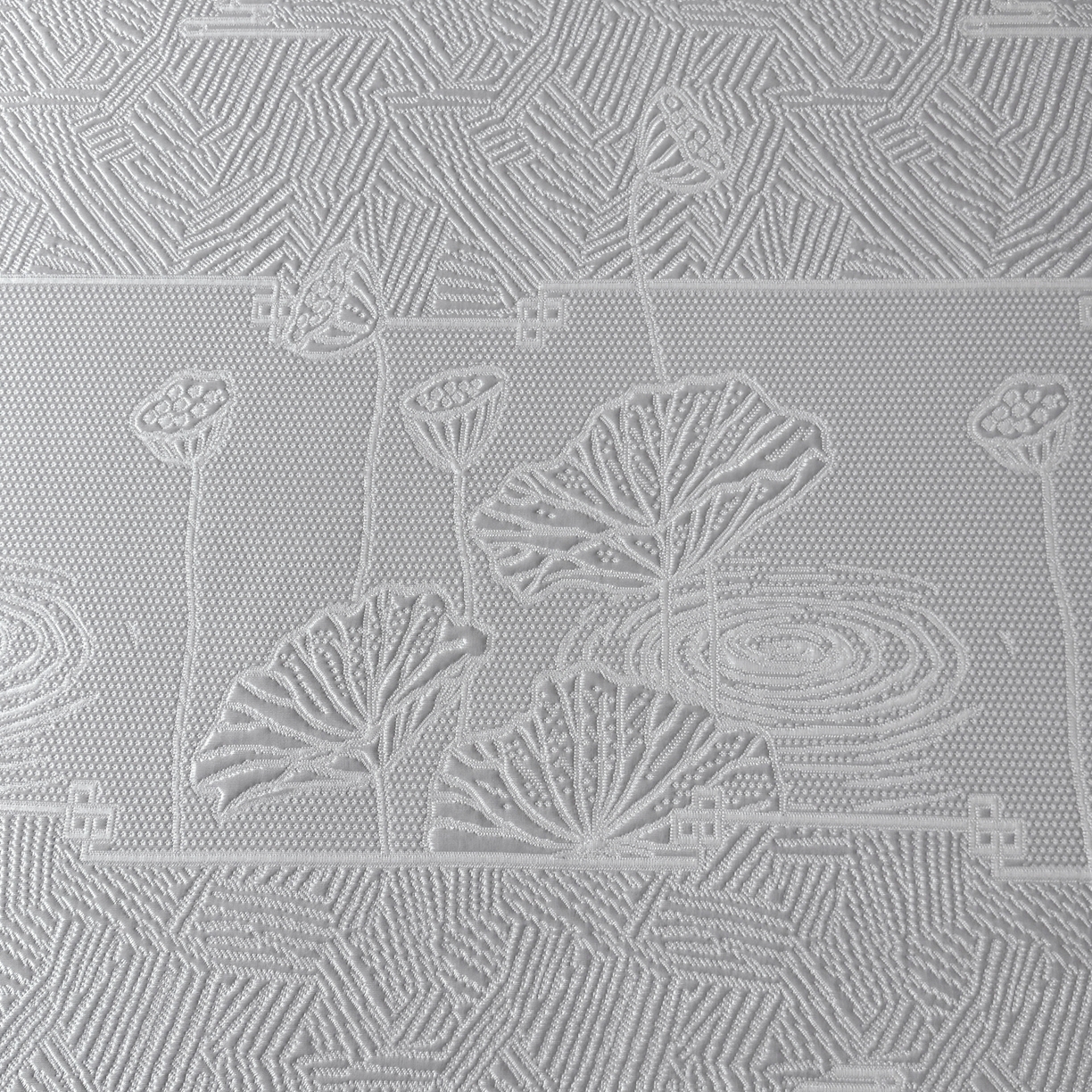 91家纺网 家纺一手货源 找家纺 绒艺席业 2026年新款立体浮雕工艺正宗凉感豆豆席凉席席子-床裙款 豆豆荷塘月色-灰色