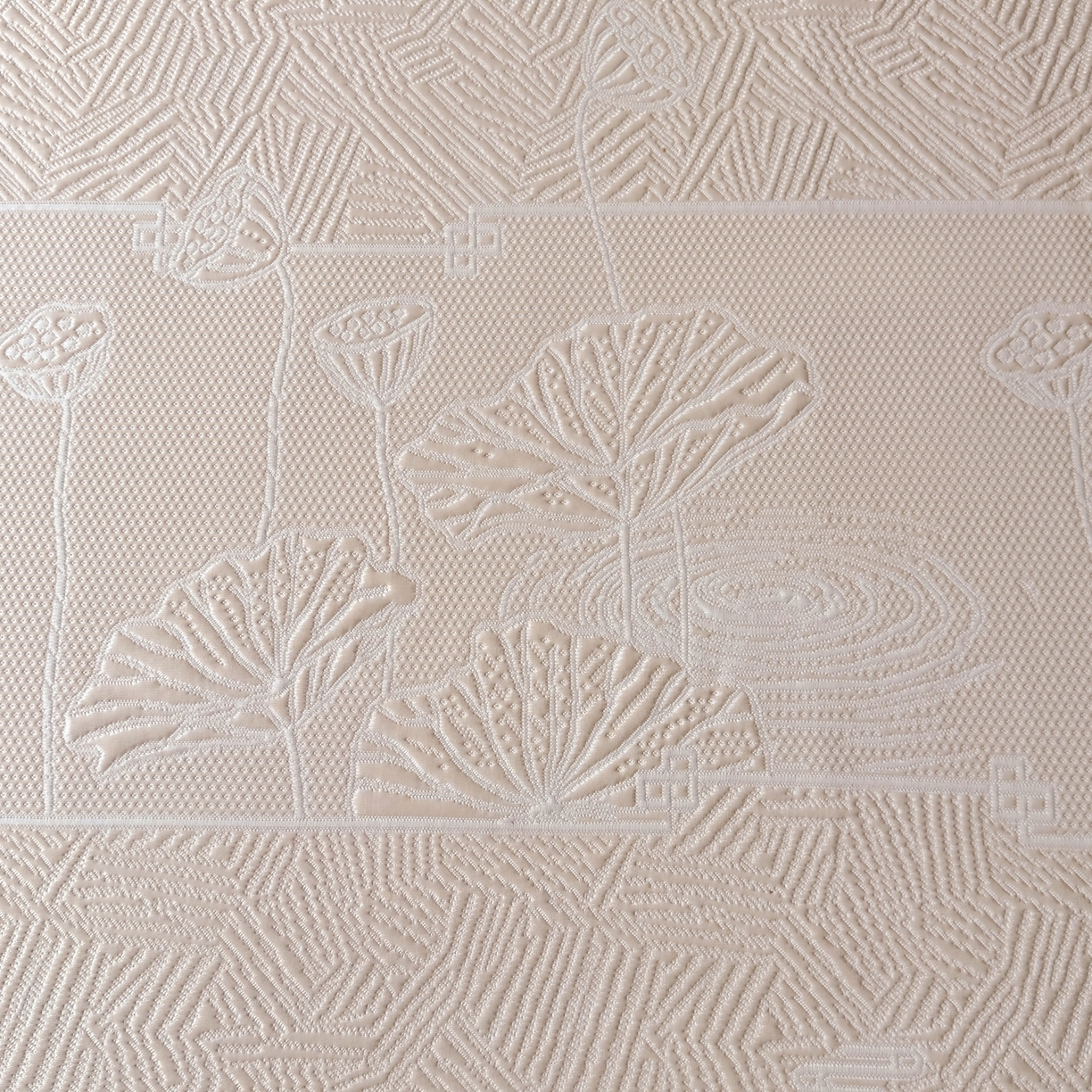 91家纺网 家纺一手货源 找家纺 绒艺席业 2026年新款立体浮雕工艺正宗凉感豆豆席凉席席子-床裙款 豆豆荷塘月色-香槟