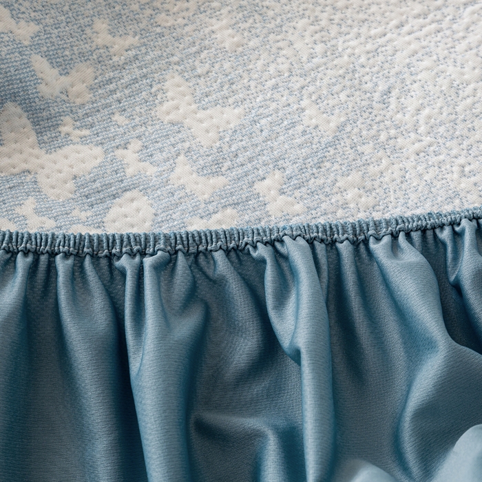 91家纺网 家纺一手货源 找家纺 伊人坊 2026新款A类550克凉感提花值过0.21冰豆豆家用凉席子三件套夏季-花边床笠款 花蝴蝶-蓝